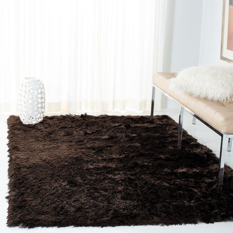 SAFAVIEH Handmade Paris Shag Danara 2.5-inch Thick Rug - 8' x 10' - Chocolate