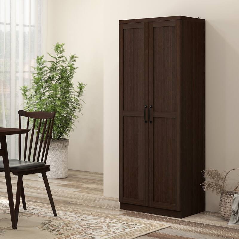 HOMCOM 63" 2-Door Kitchen Pantry, Freestanding Storage Cabinet with 5-tier Shelving and 2 Adjustable Shelves for Dining Room