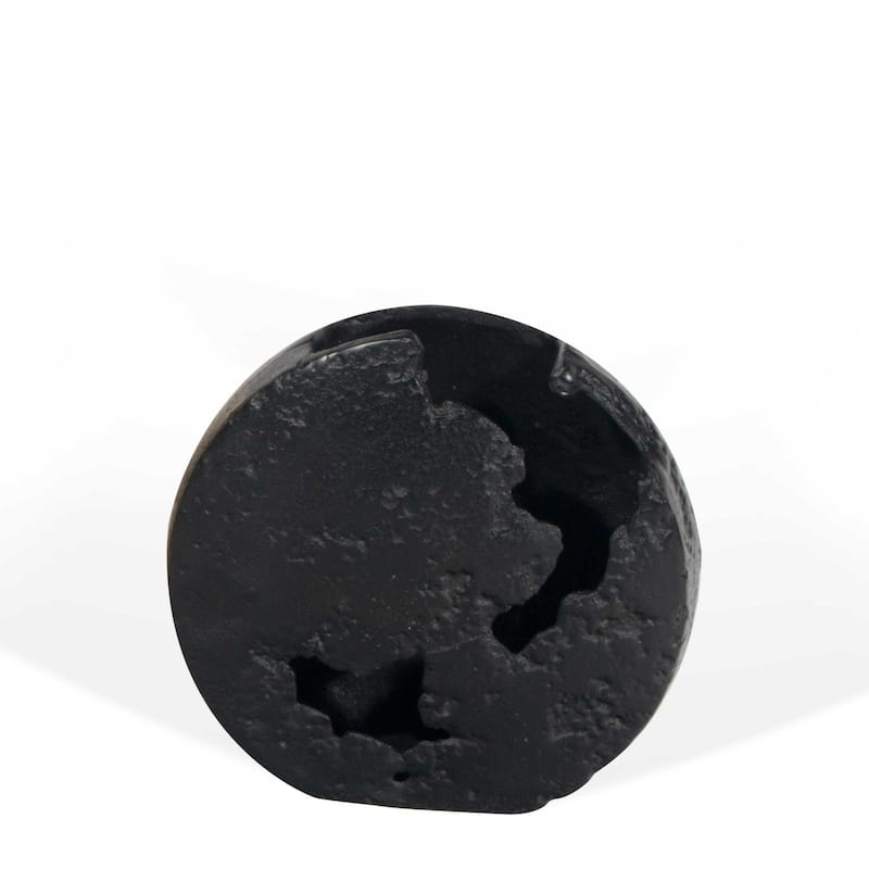 Black Hammered Aluminum Table Vase for Modern Home Decor