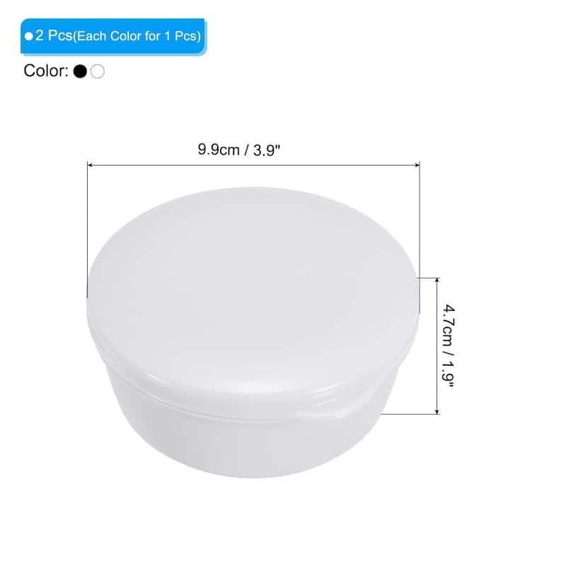 Travel Soap Container, 2 Pack Round Soap Holder Travel Case Box - White Black
