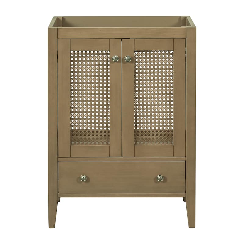 MDF Freestanding Bathroom Vanity Base in Natural with Door and Drawer, without Sink - 24" x 18" - Natural