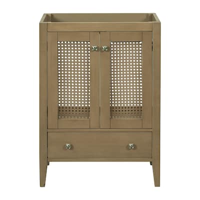 MDF Freestanding Bathroom Vanity Base in Natural with Door and Drawer, without Sink - 24" x 18"