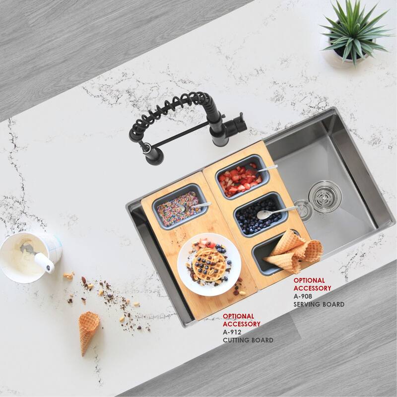 Undermount 33" Workstation Single-Bowl Stainless Steel Kitchen Sink