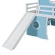 preview thumbnail 28 of 57, House Low Loft Bed with Slide & Tent Solid Wood Kids Loft Bed Frame with Tower and Ladders for Kids Teens Boys & Girls