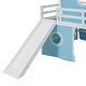 preview thumbnail 14 of 34, Twin/Full Size Loft Bed with Slide,Solid Wood Playhouse Bed Frame with Tent and Tower Design