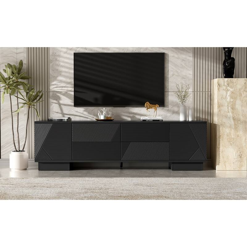 70.8" Modern TV Stand, Entertainment Center with Cabinets, 4 Drawers, Media Console Table, Living Room Modern TV Cabinet