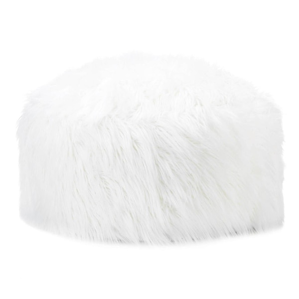 Extra Large Fuzzy White Ottoman