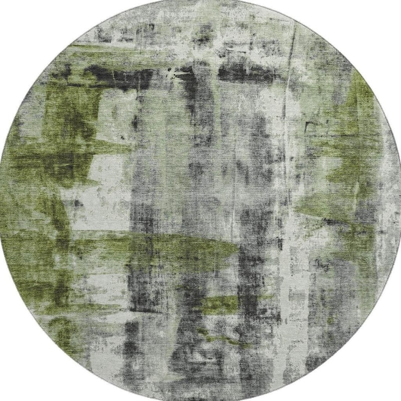 HomeRoots Abstract Transitional Round Area Rug - 8' Round