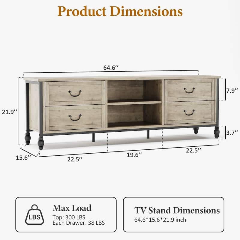 Modern Large TV Stand with Storage, Entertainment Center for Living Room - N/A