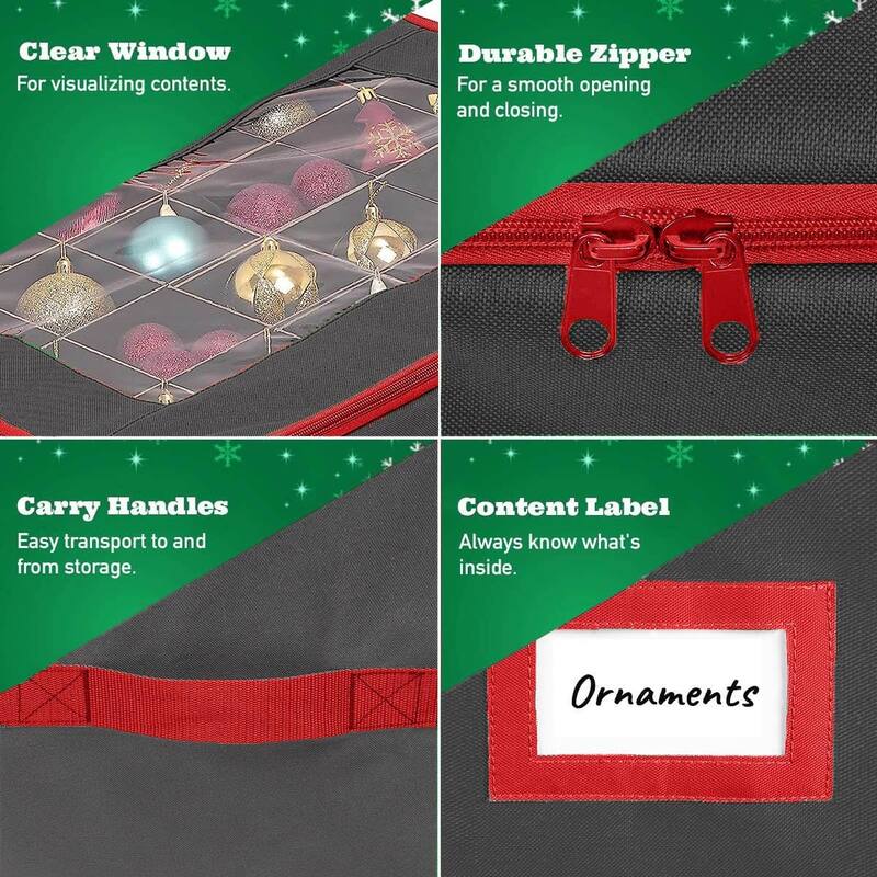Underbed Christmas Ornament Storage Container - Holds up to 48-3 Inch Ornaments – Two Individual Removable Trays