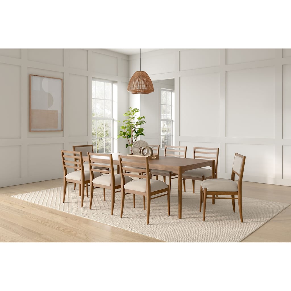 Modern Wood Rectangular Kitchen Dining Table with Eight Chairs, Brown