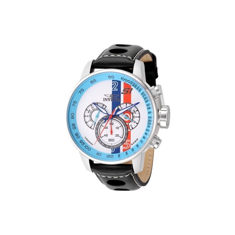 Invicta Men's 48615 S1 Rally Quartz Chronograph Light Blue, Red, White, Blue Dial Watch - White