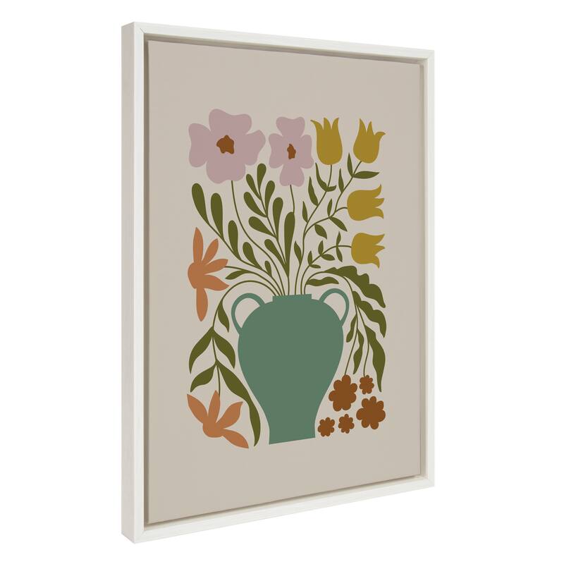 Kate and Laurel Floral Colorful Frame Canvas by Creative Bunch Studio - 18x24 - Plastic - White