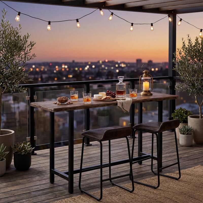 Solid Wood Long Bar Table, 63-Inch Long Counter Height Table