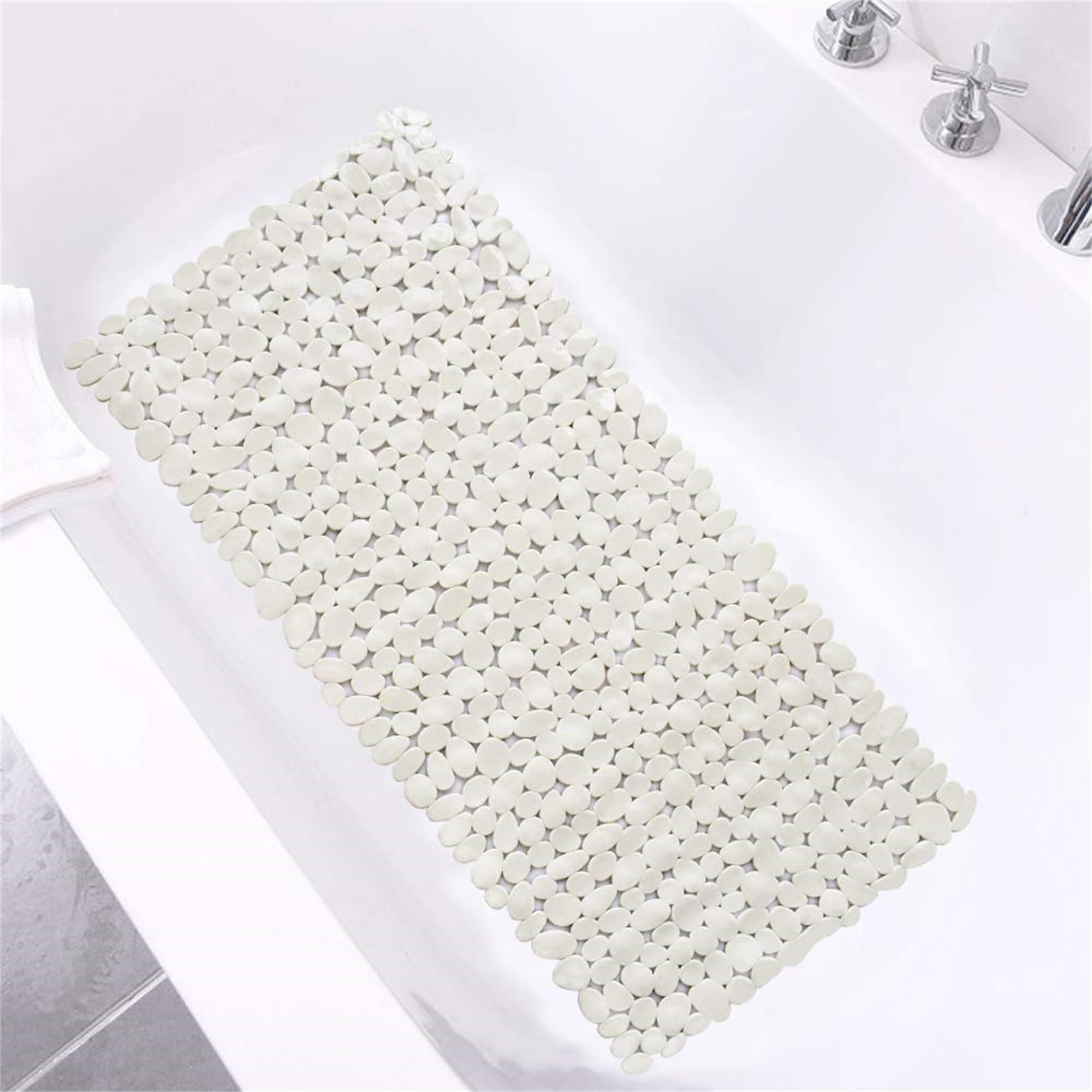 21 x 21 in Pebble Non-slip Bathtub Mat Shower Mat with Drain Holes Suction  Cups