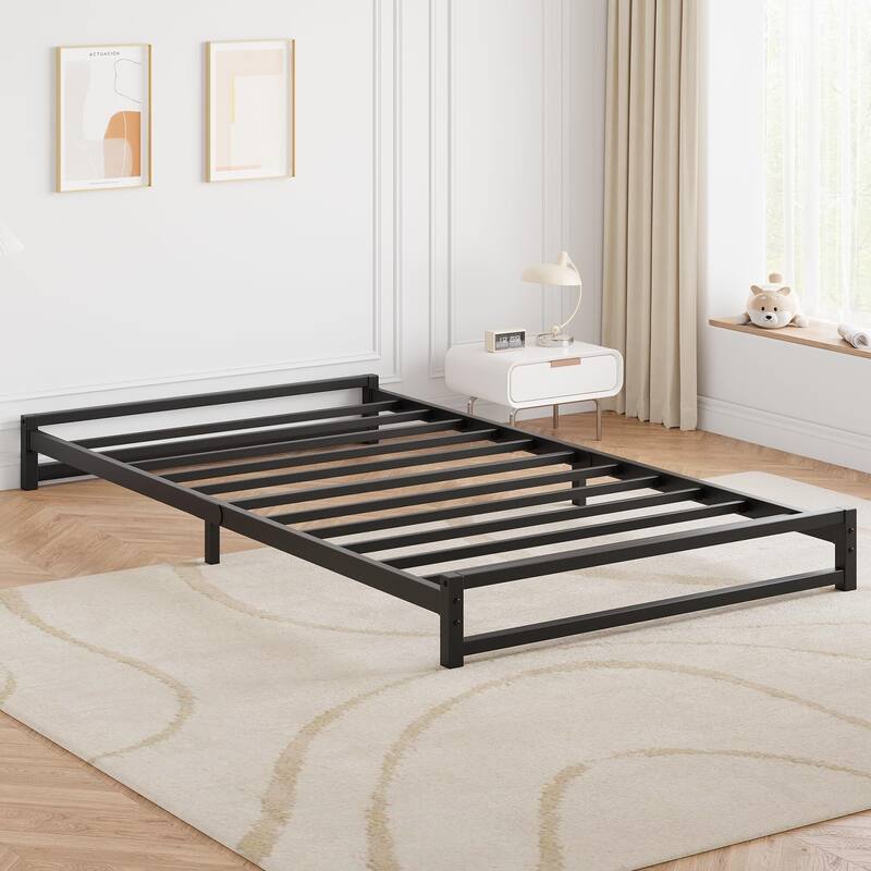 6 Inch Metal Platform Bed Frame with Steel Slat Support - Twin