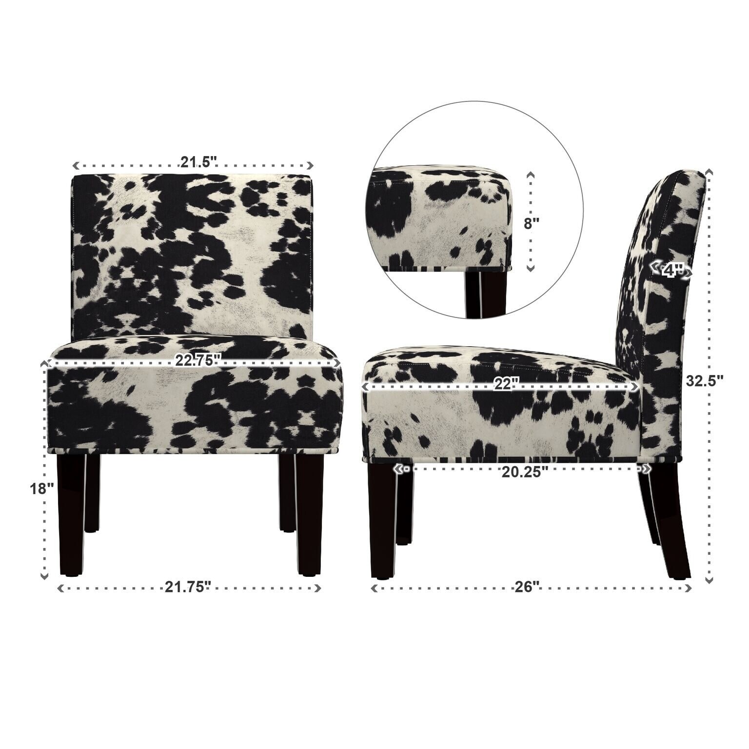 Black and store white cow chair