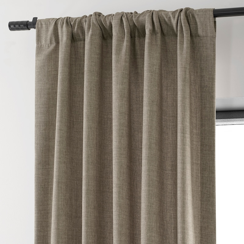 Exclusive Fabrics Italian Faux Linen Room Darkening Curtains (1 Panel) - Sophisticated Drapery for Versatile Décor