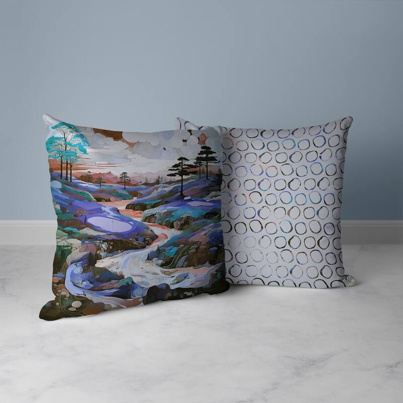 Mountain Vista Faux Suede Reversible Throw Pillow Blue and Copper