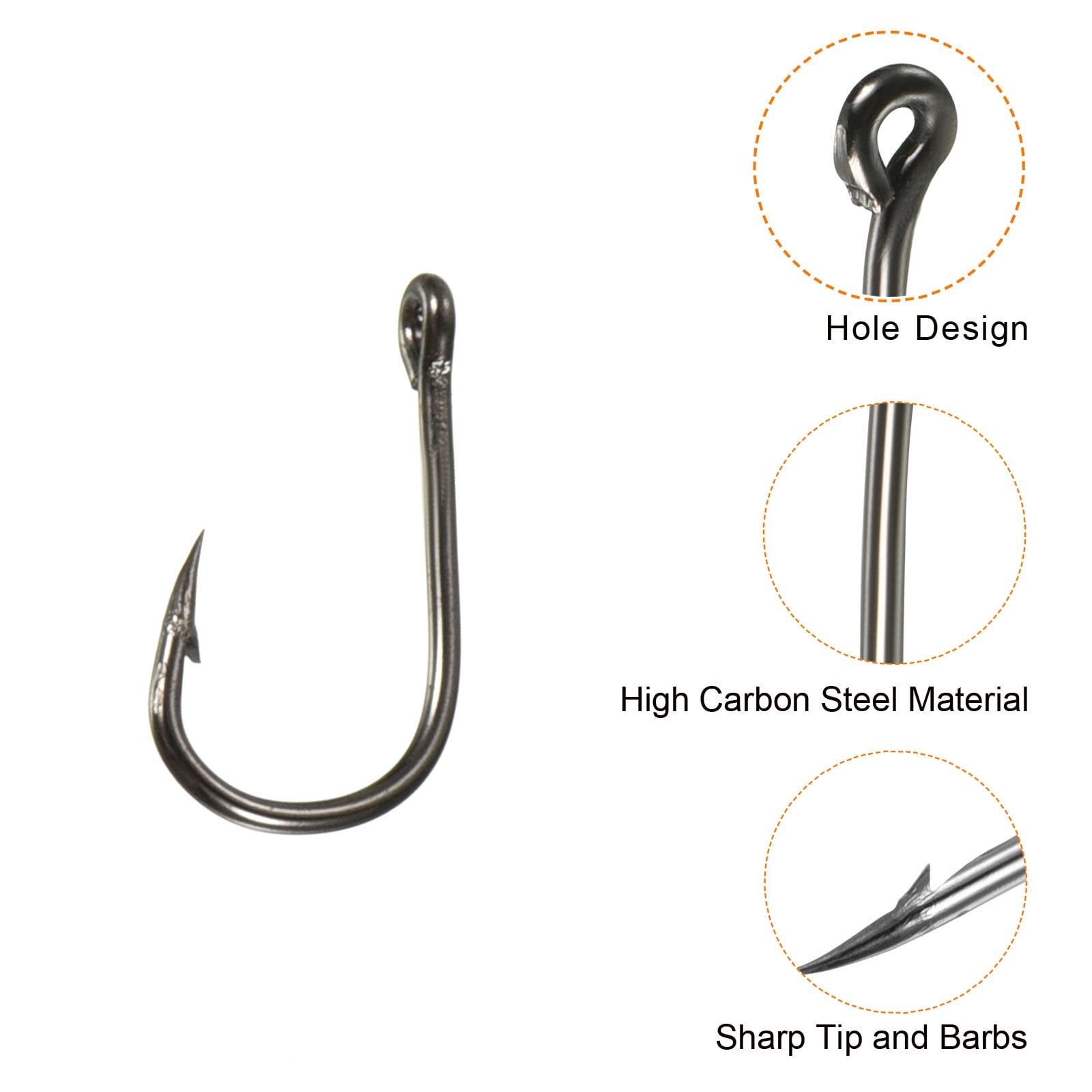 Mairbeon 100pcs Circle Fishing Catfish Hooks Thick Sharp Portable Strong Carbon Steel Sharp Fish Tools for Sea