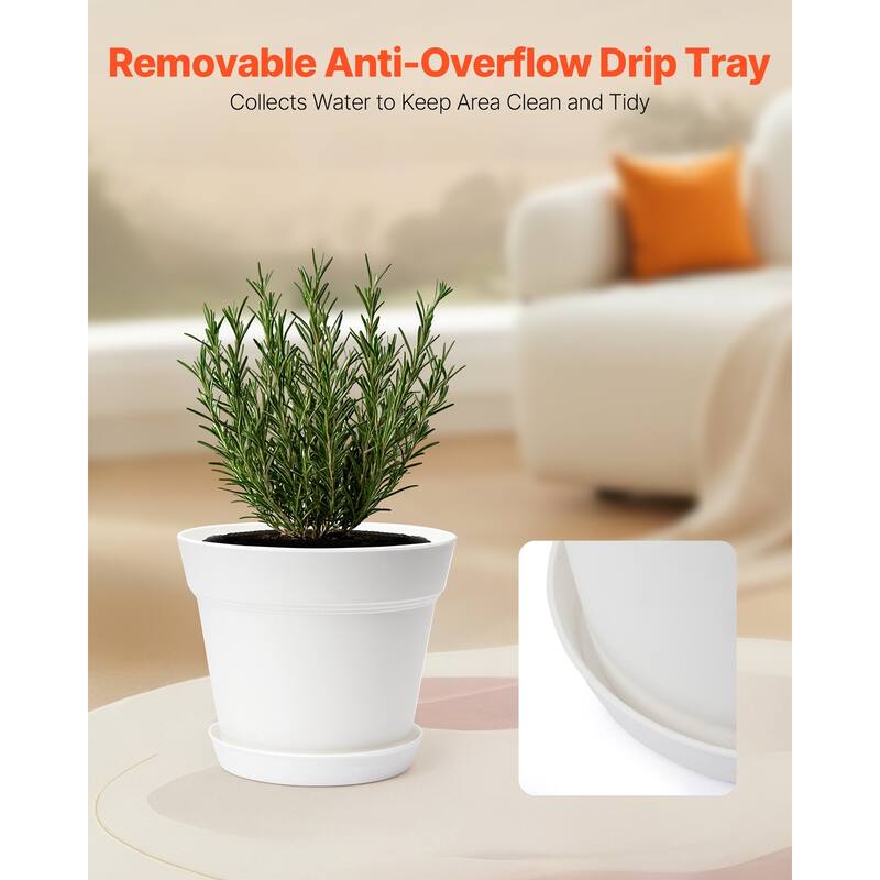 16-Pack Plastic Plant Pots with Drainage Holes for Plants - 6 x 6 x 5 inch