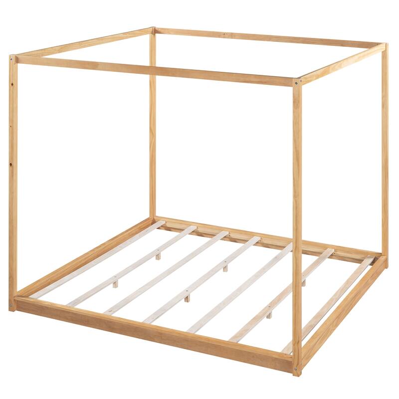 Roomfitters King Size Canopy Platform Bed with Support Legs and Sturdy Frame