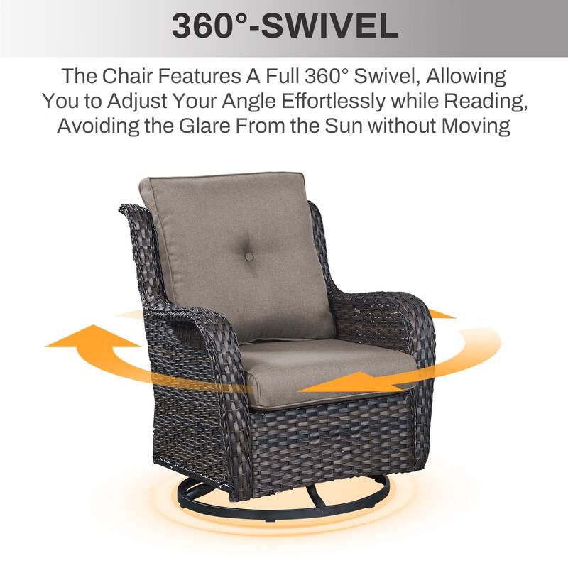 Gymojoy Wicker Swivel Glider Chair Outdoor Rocking Seating with Olefin Cushions