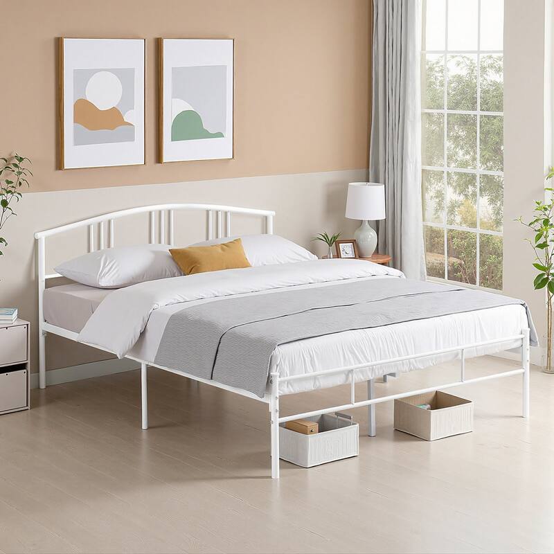 VECELO Bed Frame with Headboard & Metal Slat,Easy Set up- Twin/Full/QueenSize Bed