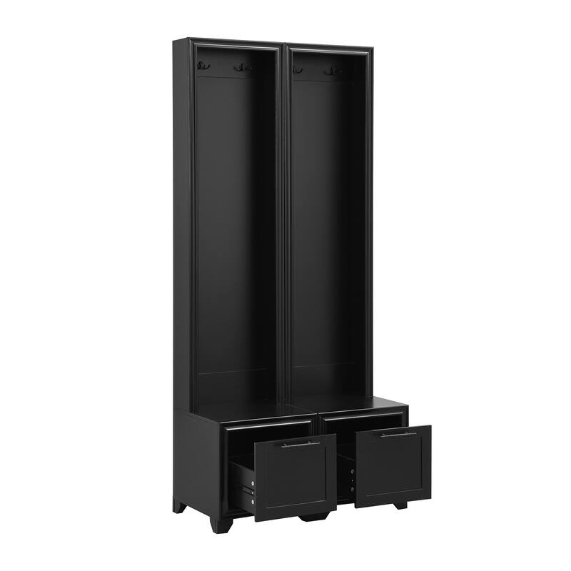 Elegant Free Standing Hall Tree Set of 2, Multifunctional 3-IN-1 Entryway Coat Rack with Black Retro Handles