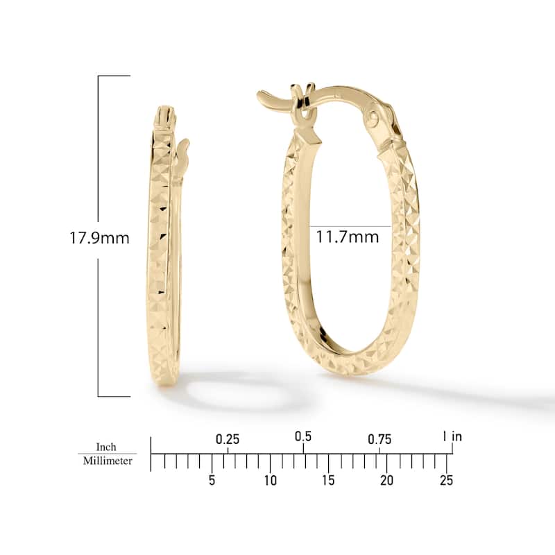 Clover 14K Gold Diamond-Cut Oval Hoop Earrings