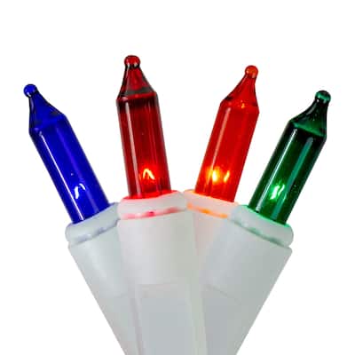Mini LED Icicle Christmas Lights - Multicolor - 18' White Wire - 300ct