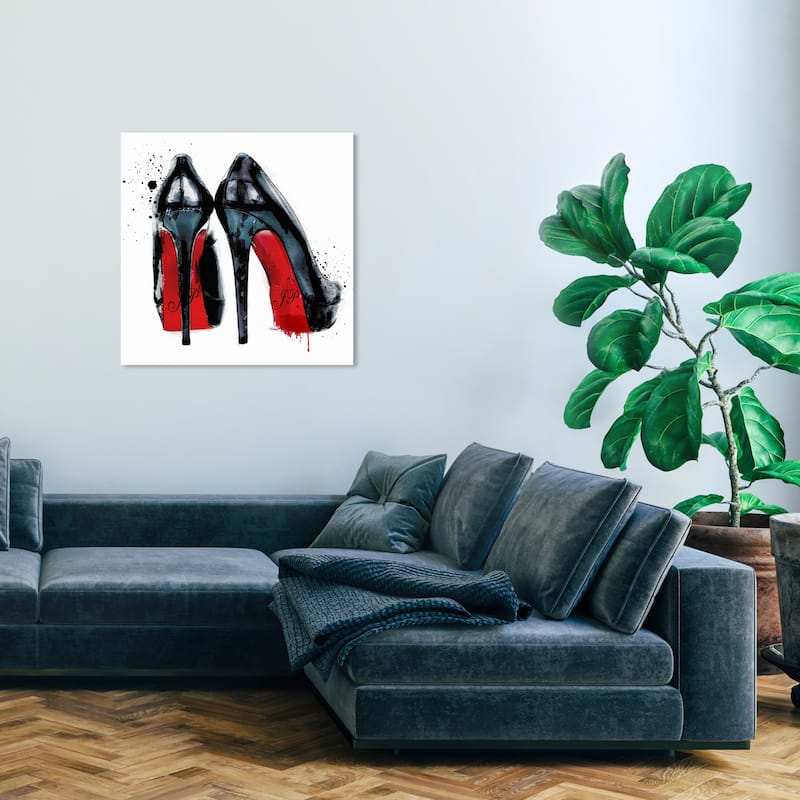 Wynwood Studio Canvas Fashion and Glam Red Pumps Black and Glam Wall Art Canvas Print - 30 x 30
