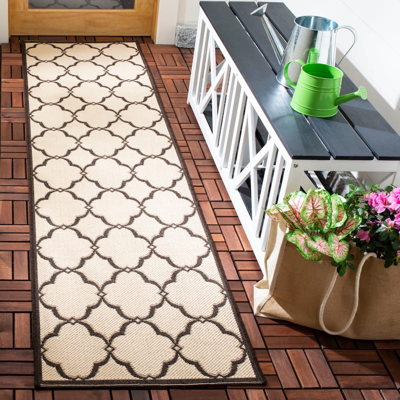 SAFAVIEH Beach House Caetana Indoor /Outdoor Waterproof Patio Backyard Rug - 2'2" x 8' Runner - Creme/Brown