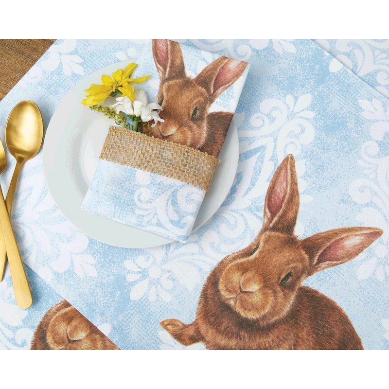 Damask Easter Bunny Rabbit Placemats Set of 6