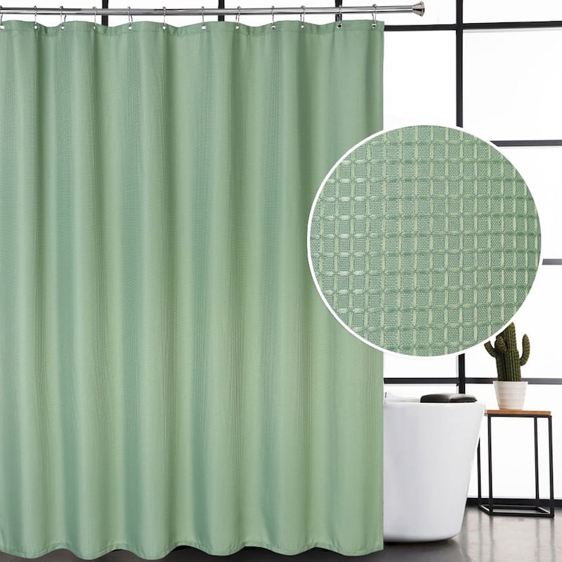 Waffle Fabric Shower Curtain for Bathroom - Sage Green - 72W x 72H