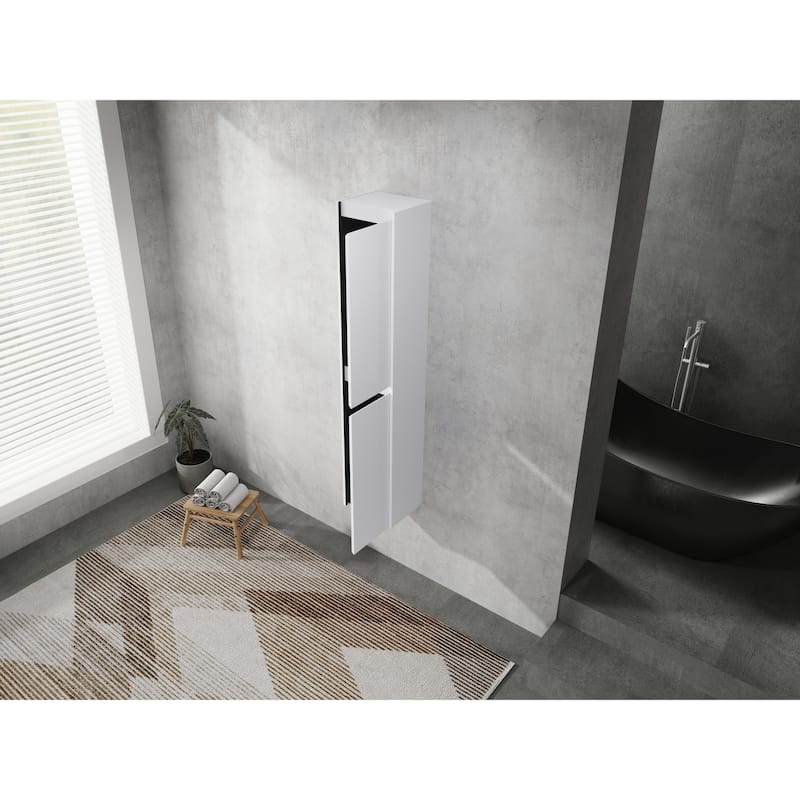 GDFStudio 12" Bathroom Wall-Mounted Side Cabinet with Soft Close Doors - 11.81" x 9.81" x 59.00"