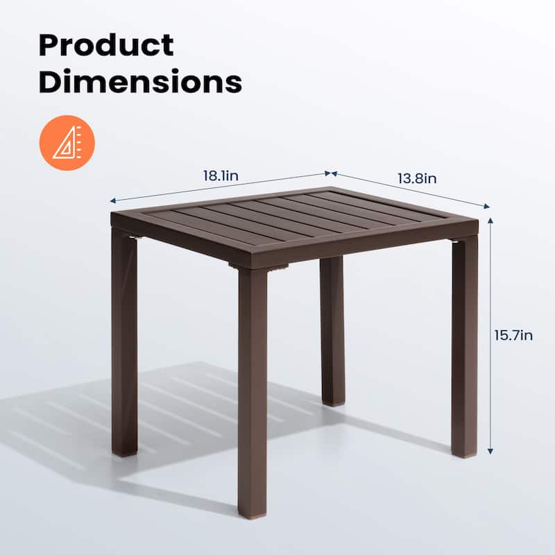 Pellebant Outdoor Aluminum Patio Side Table Rectangular End Table - 18.1 in L* 13.8 in W * 15.7 in H