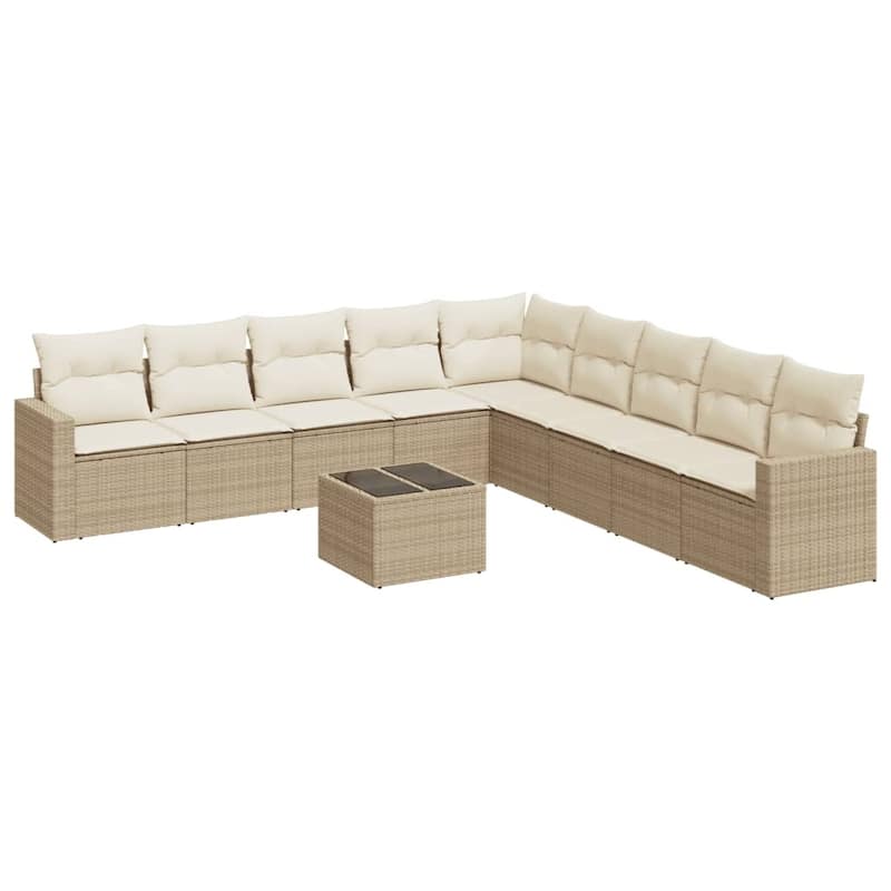 vidaXL Garden Sofa Set Beige PE rattan Large Adjustable Feet - 21.7 x 21.7 x 14.6