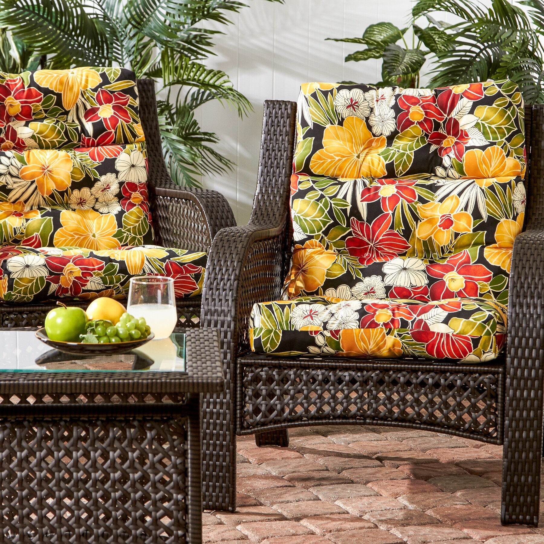 Outdoor 44x22-inch High Back Chair Cushion (Set of 2) (Cushions Only)