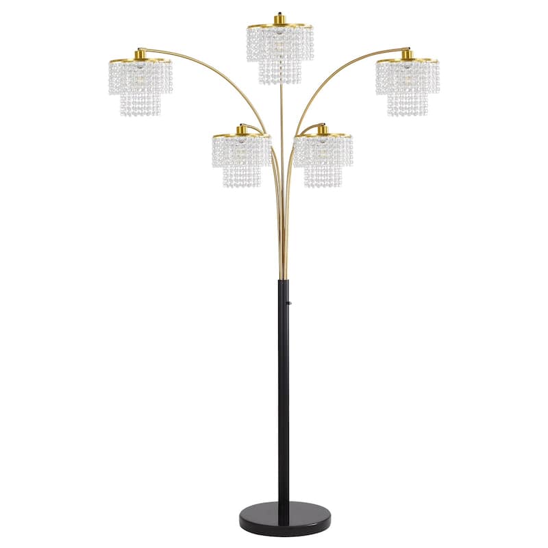 Brio 80" 5-Light Modern Gold Crystal Arc Floor Lamp - 80