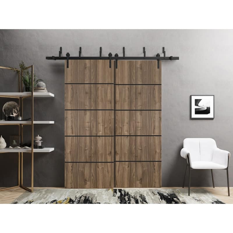 Slab Barn Door Panel 18 x 80 Planum 0015 Walnut with Sturdy Finished