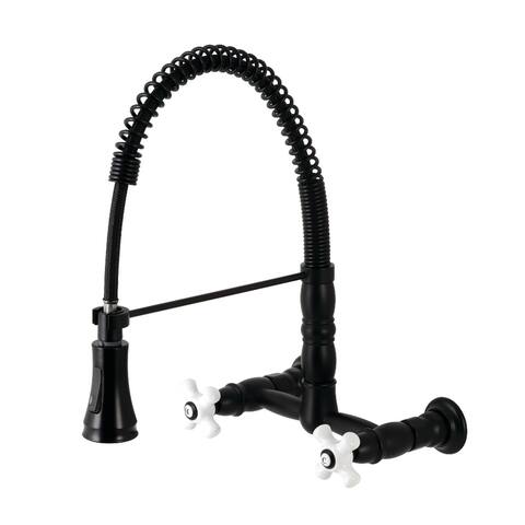 Heritage Two-Handle Wall-Mount Pull-Down Sprayer Kitchen Faucet
