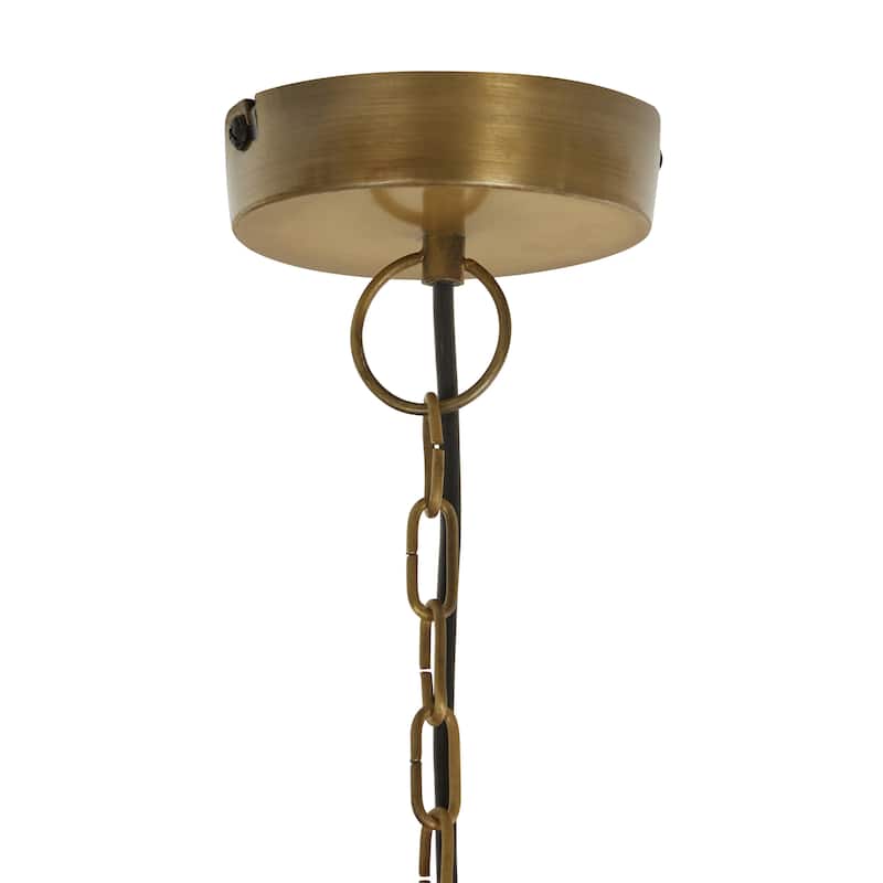 Hayden River of Goods Brass and Seeded Glass and Metal Pendant Light with Adjustable Hanging Cord - 14.5" x 14.5" x 13.5/68.5"