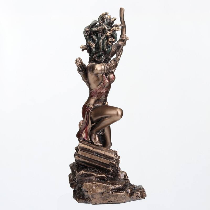 4.53 inches Height Polyresin Medusa the Gorgon Drawing Bow and Arrow Bronze Finish Figurine
