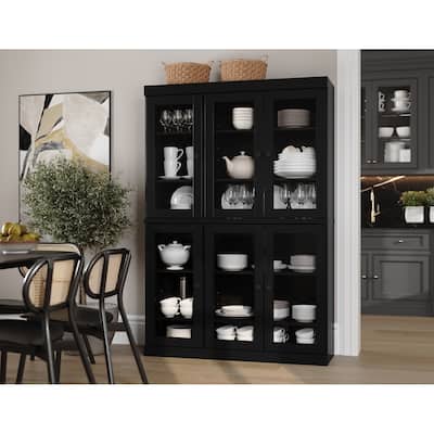 Palace Imports 100% Solid Wood 48.5" Pantry China Cabinet with Clear Glass Doors and Adjustable Shelves