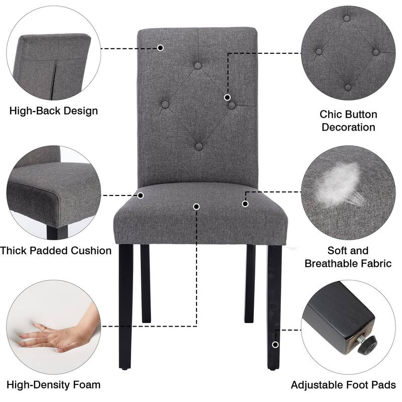 Javlergo Upholstered Dining Chairs Set of 4, Fabric or Faux Leather Dining Room Chair with Metal Legs