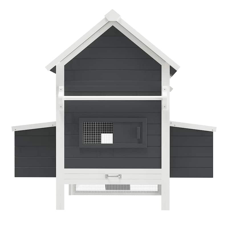 PawHut 162" Large Chicken Coop Wooden with Handles, Outdoor Chicken Cage Hen House with Nesting Boxes, Roof, Tray, Ramp