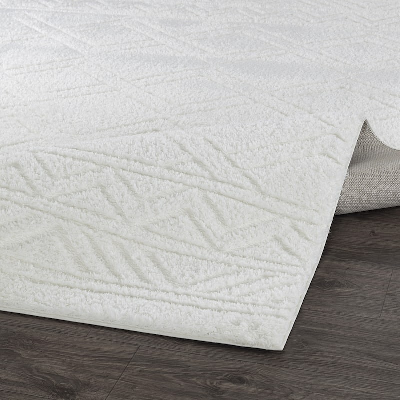 Pasargad Home Turkish Shag Collection Ivory Area Rug Plush 1 Inch Pile