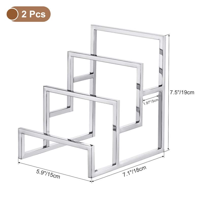 Clutch Purse Display Stand 3 Layer Wallet Rack Metal Clutch Riser 2Pcs - Silver