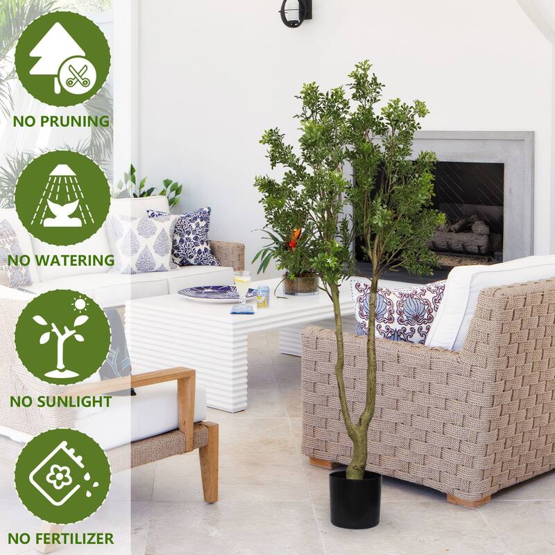 160CM Artificial Curved Green Branches with Fragrant Pot for Courtyard Door Decor 1 Piece Set